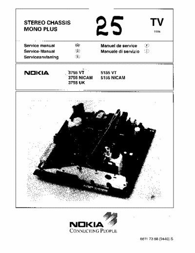 Nokia MP 55 A2 PDF File for Nokia TV Model: MP 55 A2
Chassis Mono Plus 5525 VT